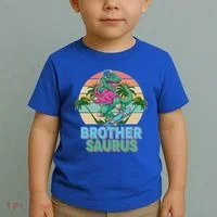 Retro Brother Saurus T-Rex Dinosaur Toddler T-Shirt thumb 2