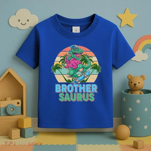 Retro Brother Saurus T-Rex Dinosaur Toddler T-Shirt