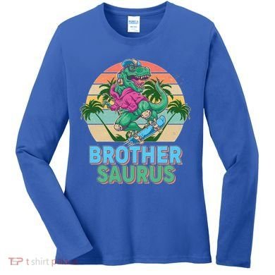 Retro Brother Saurus T-Rex Dinosaur Women's Long Sleeve Shirt