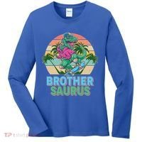 Retro Brother Saurus T-Rex Dinosaur Women's Long Sleeve Shirt thumb 0