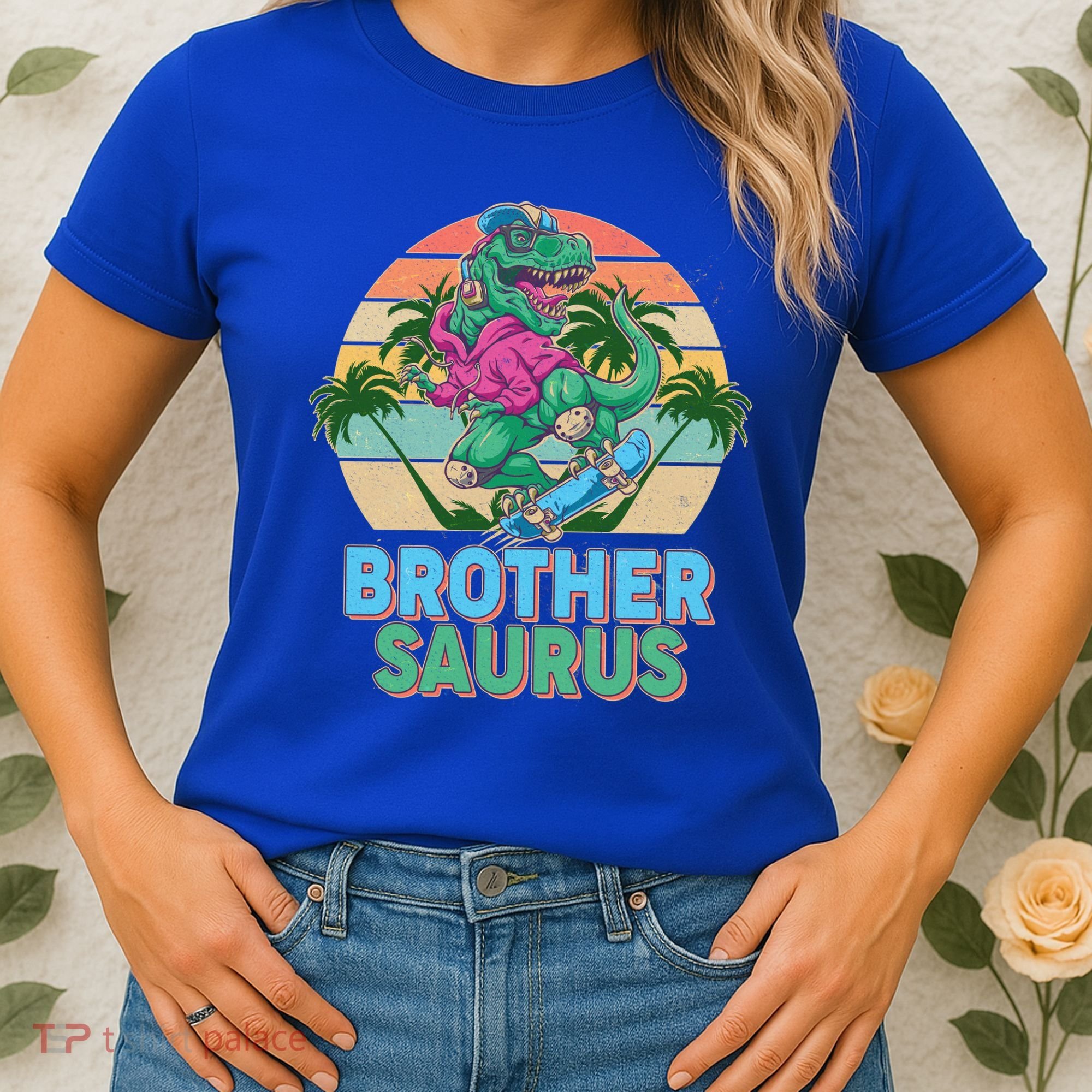 Retro Brother Saurus T-Rex Dinosaur Women's T-Shirt