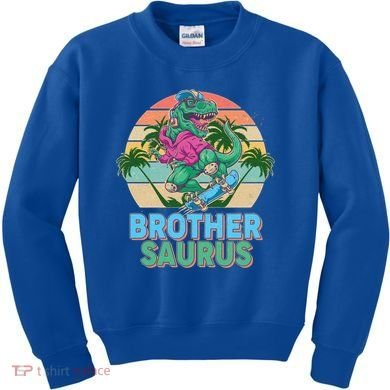 Retro Brother Saurus T-Rex Dinosaur Kids Sweatshirt