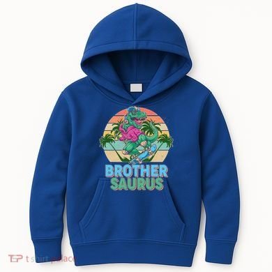 Retro Brother Saurus T-Rex Dinosaur Kids Hoodie