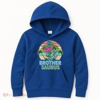 Retro Brother Saurus T-Rex Dinosaur Kids Hoodie thumb 0