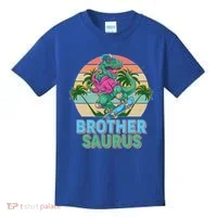 Retro Brother Saurus T-Rex Dinosaur Kids T-Shirt thumb 0