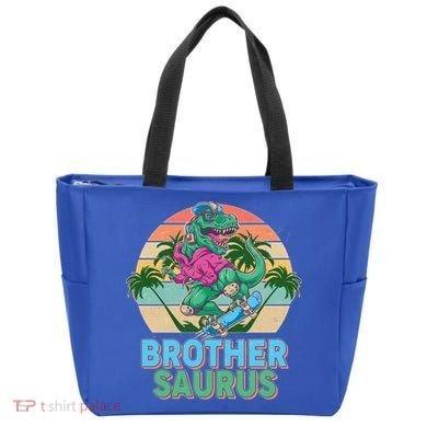 Retro Brother Saurus T-Rex Dinosaur Tote Bag