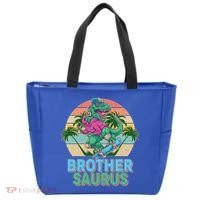 Retro Brother Saurus T-Rex Dinosaur Tote Bag thumb 0