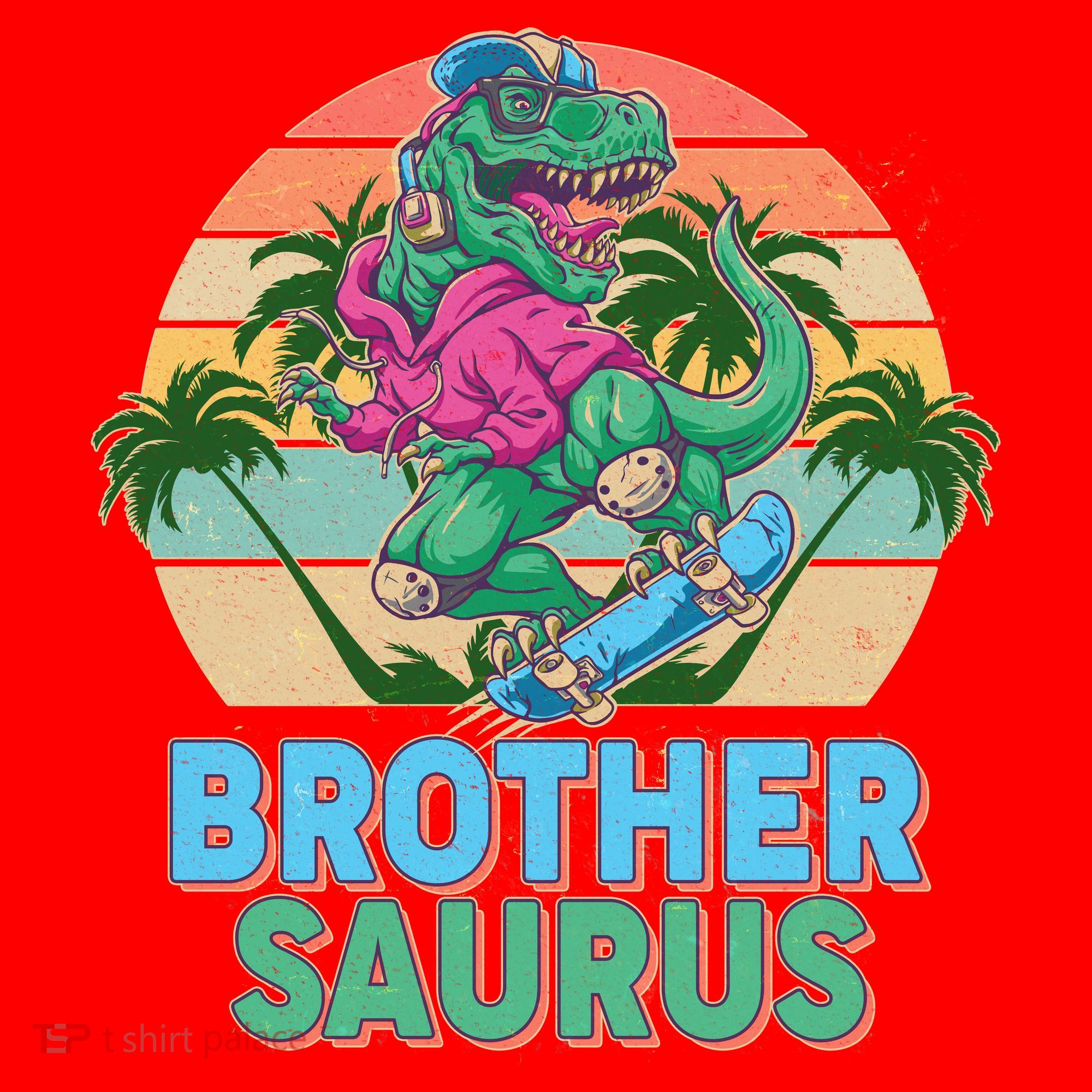 Retro Brother Saurus T-Rex Dinosaur Santa Hat