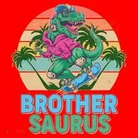 Retro Brother Saurus T-Rex Dinosaur Santa Hat thumb 1