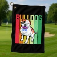 Retro Bulldog Golf Towel thumb 1