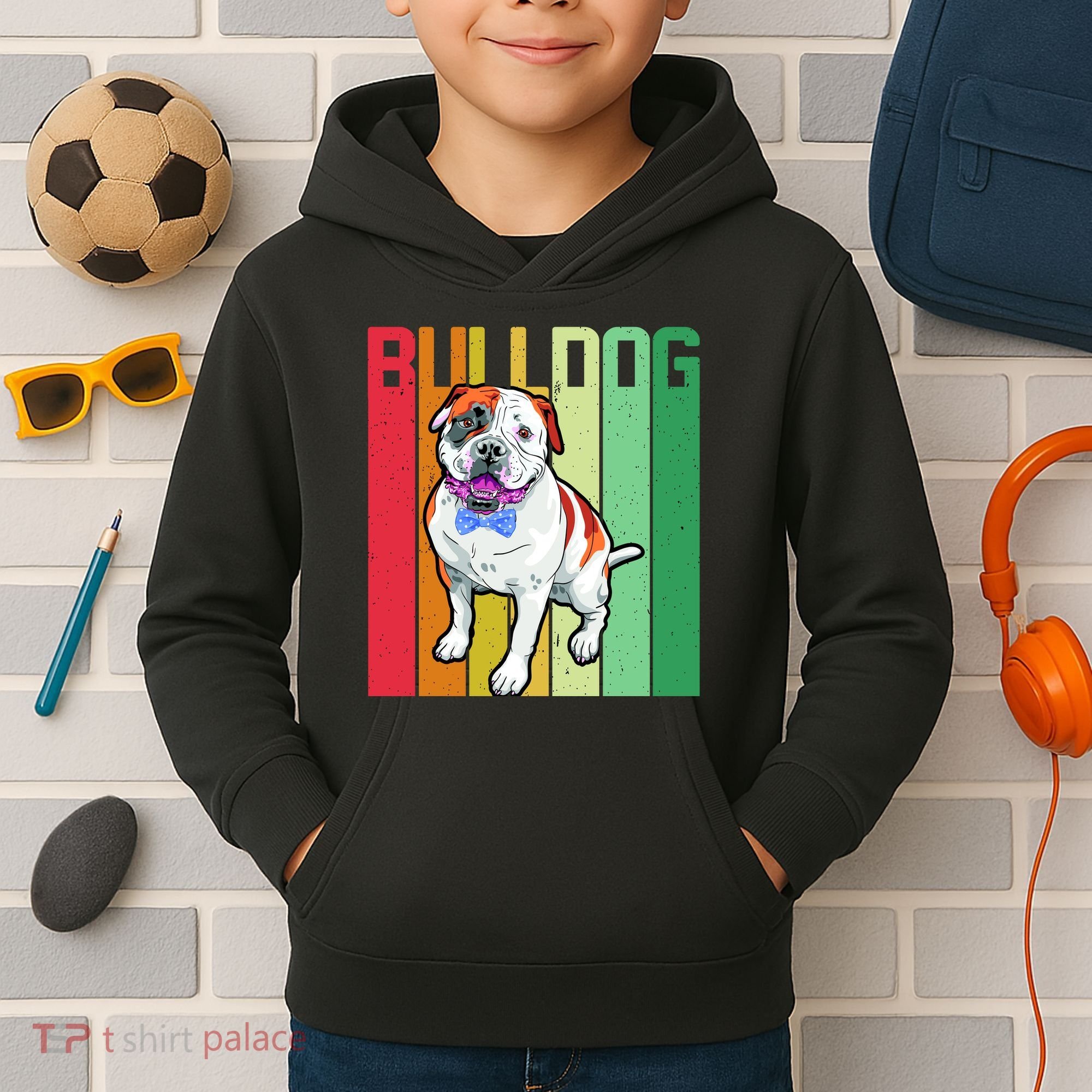 Retro Bulldog Kids Hoodie