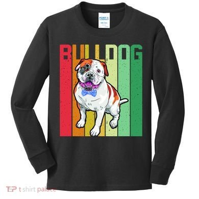 Retro Bulldog Kids Long Sleeve Shirt