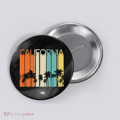 Retro California Palms Button