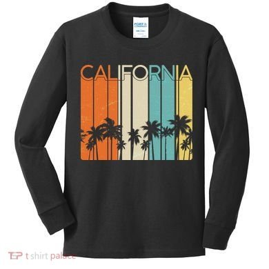 Retro California Palms Kids Long Sleeve Shirt