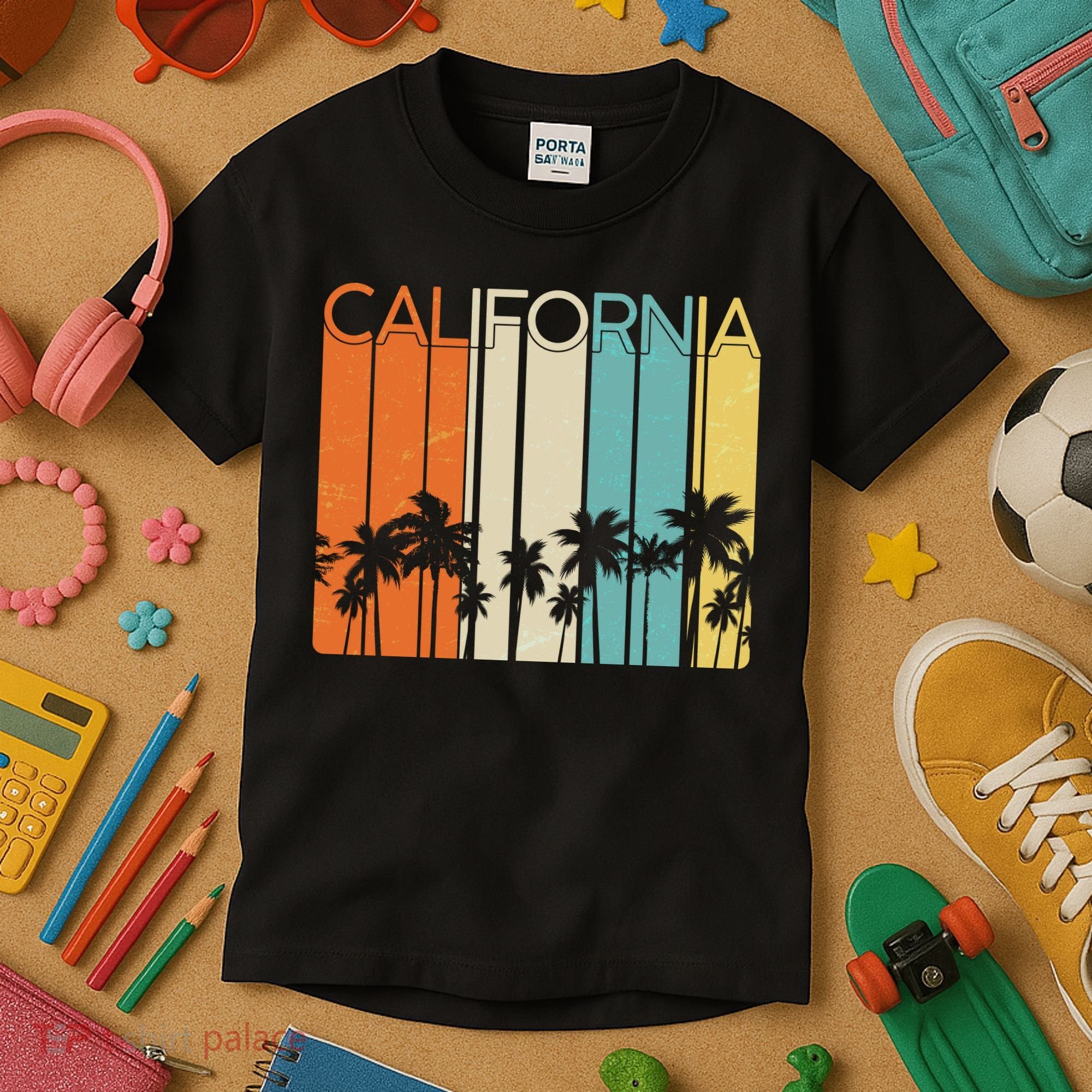 Retro California Palms Kids T-Shirt