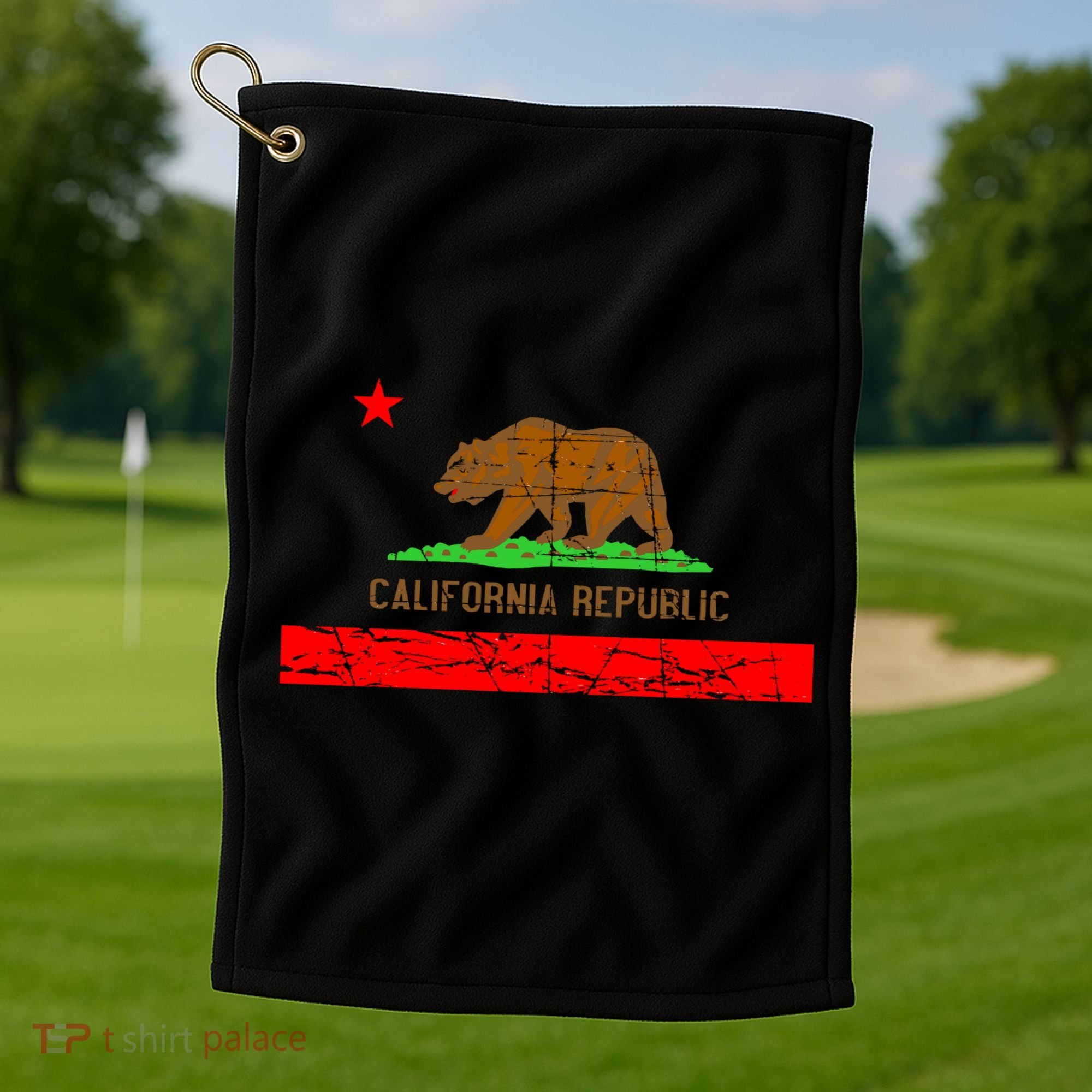Retro California Republic Flag Golf Towel