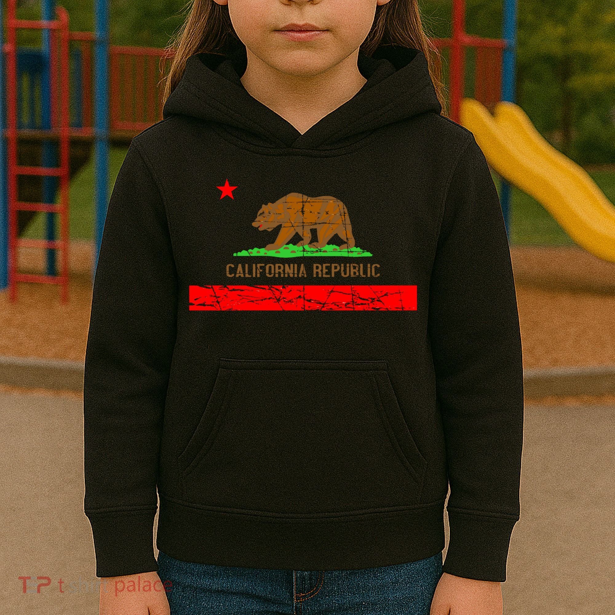 Retro California Republic Flag Kids Hoodie