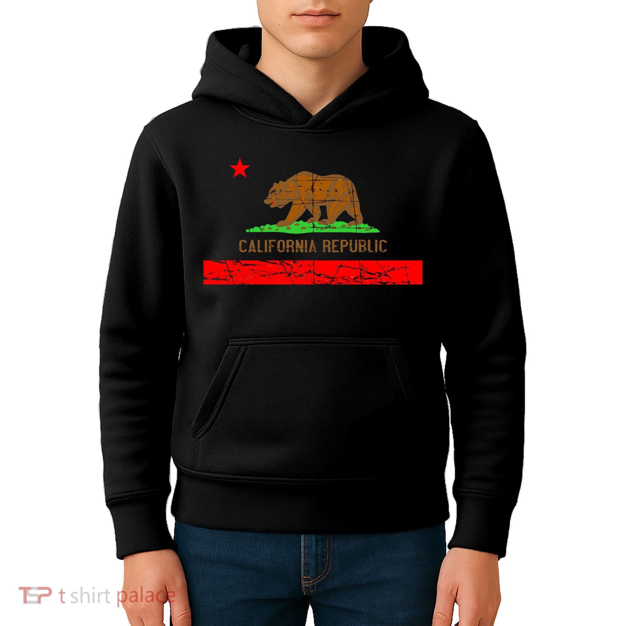 Retro California Republic Flag Kids Hoodie