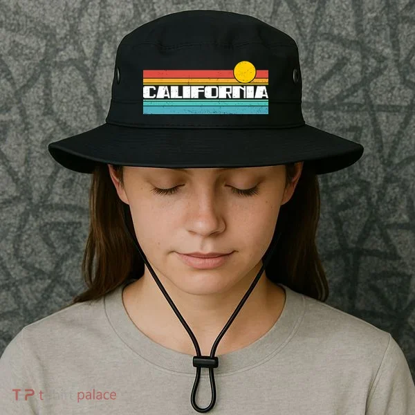 Retro California Stripe Logo Bucket Hat
