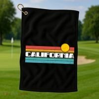 Retro California Stripe Logo Golf Towel thumb 1