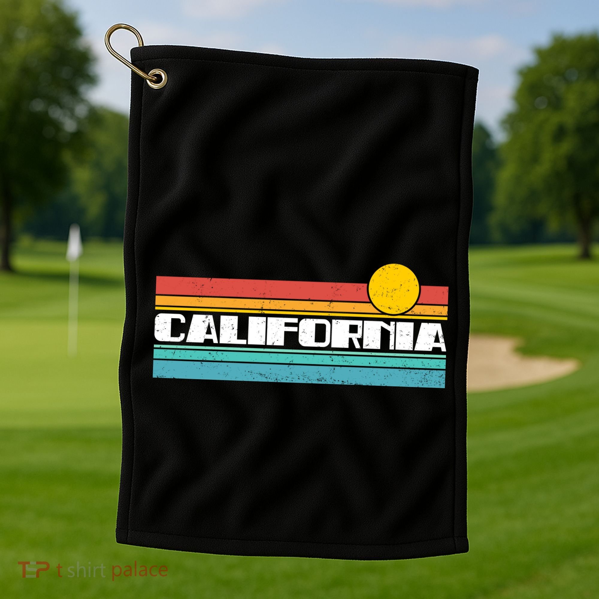 Retro California Stripe Logo Golf Towel