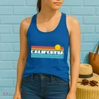 Retro California Stripe Logo Women's Tank Top thumb 2