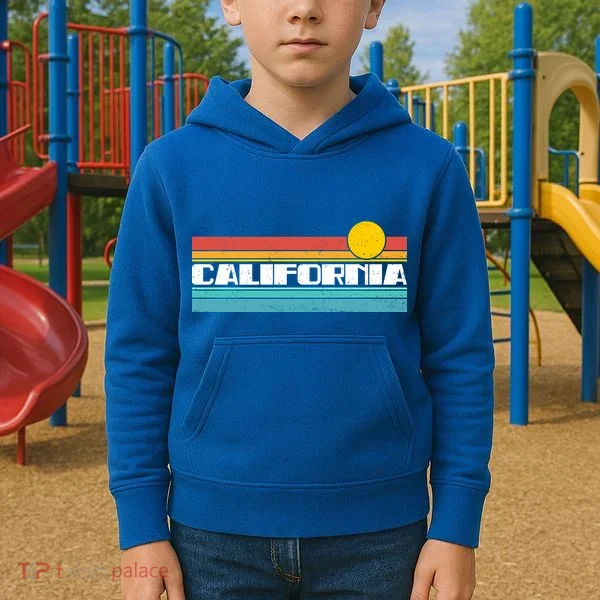 Retro California Stripe Logo Kids Hoodie