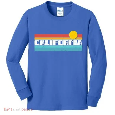 Retro California Stripe Logo Kids Long Sleeve Shirt