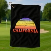 Retro California Sun Golf Towel thumb 1