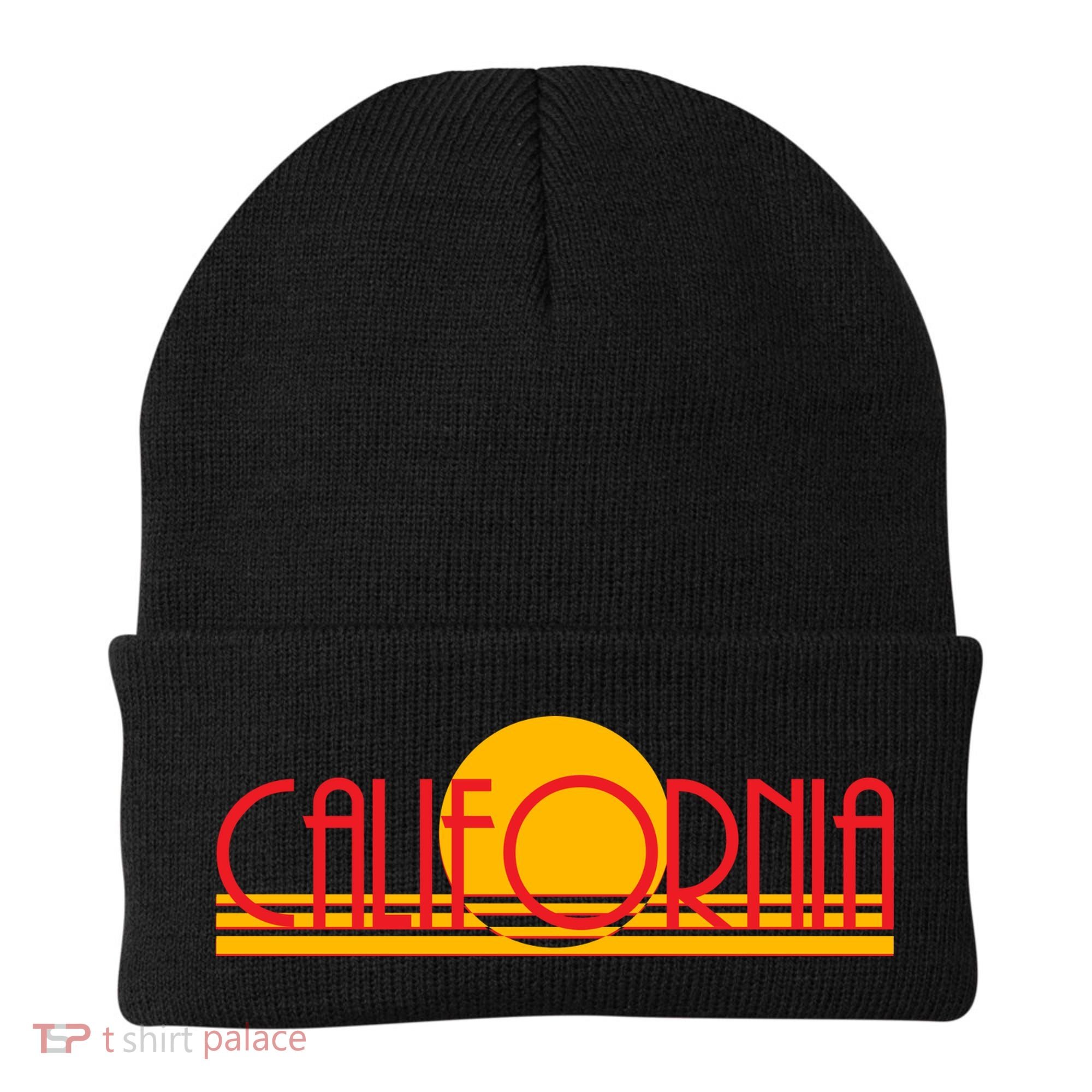 Retro California Sun Sunset Logo Beanie
