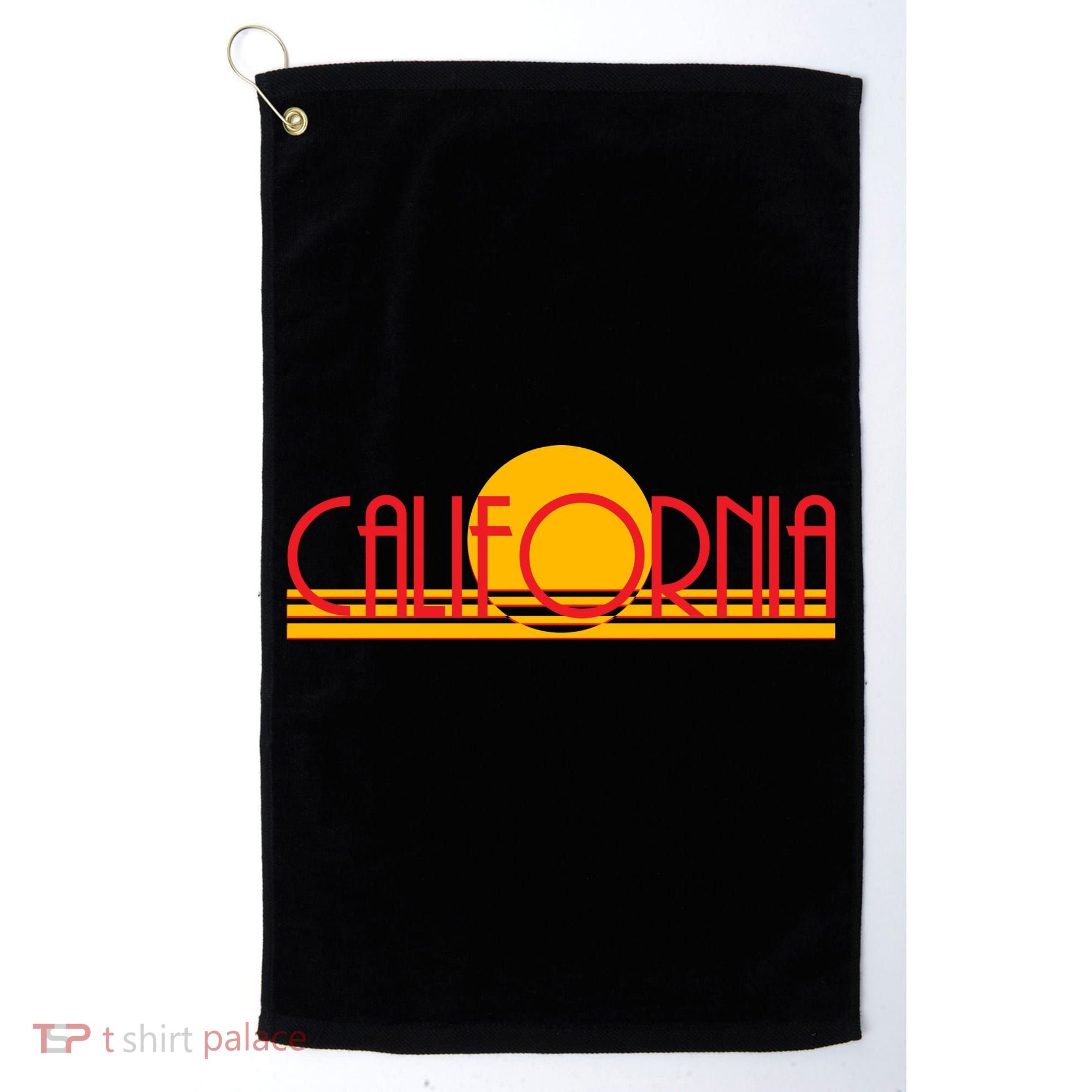 Retro California Sun Sunset Logo Golf Towel