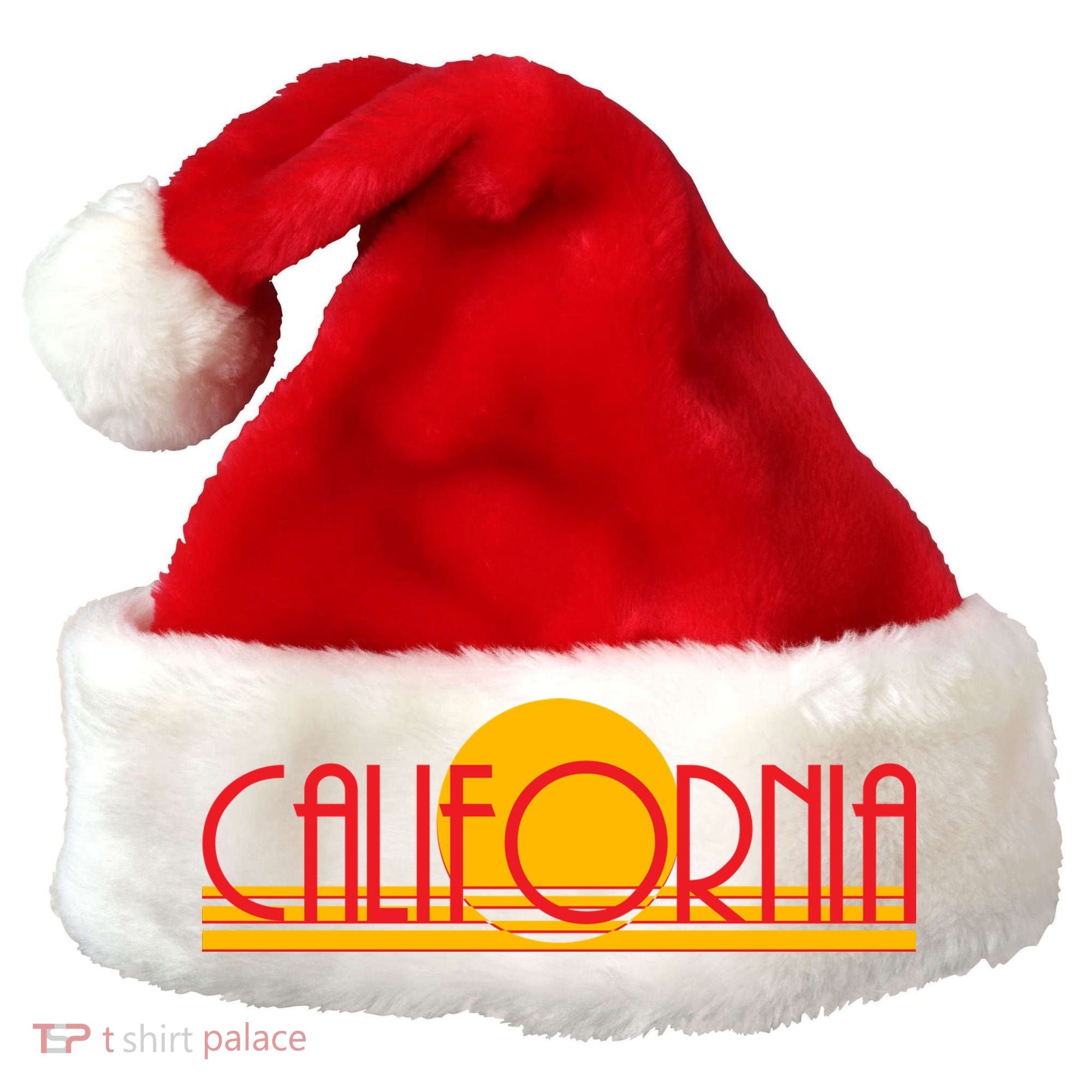 Retro California Sun Sunset Logo Santa Hat