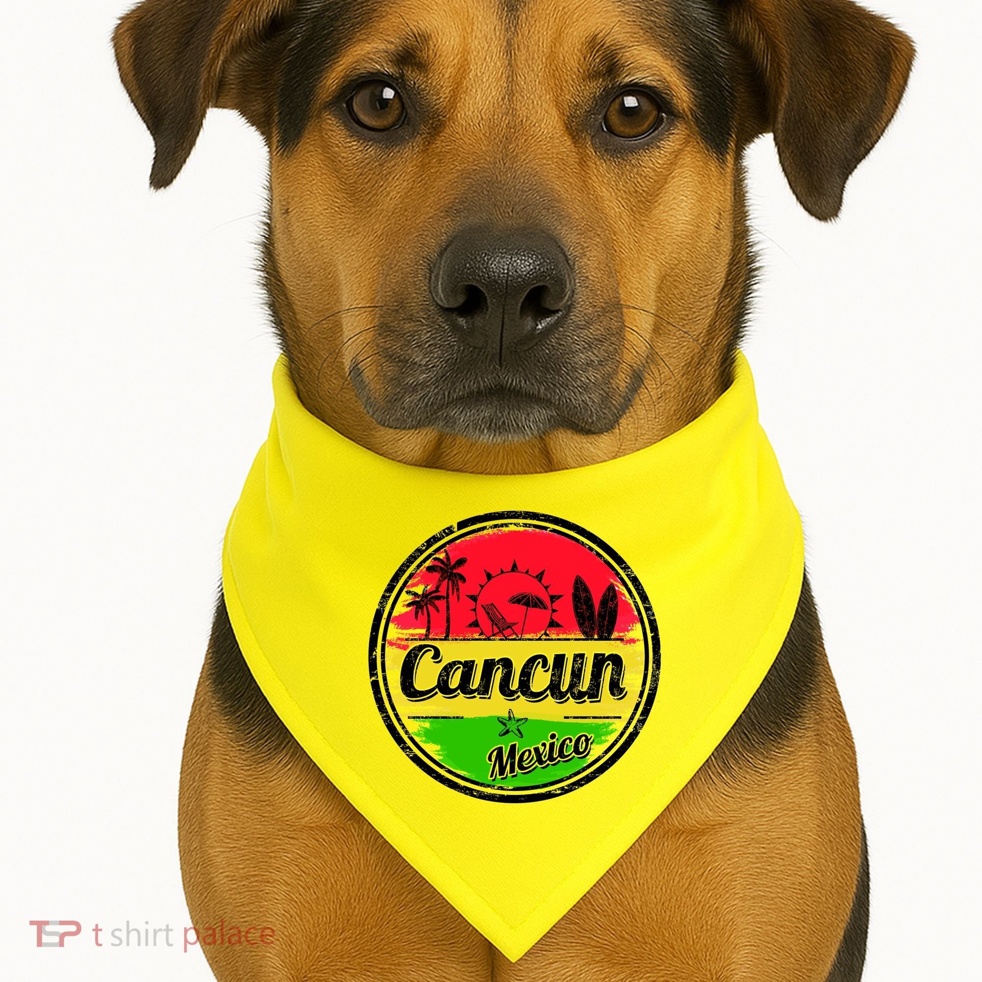 Retro Cancun Logo USA-Made Doggie Bandana