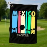 Retro Cancun Mexico Golf Towel thumb 1
