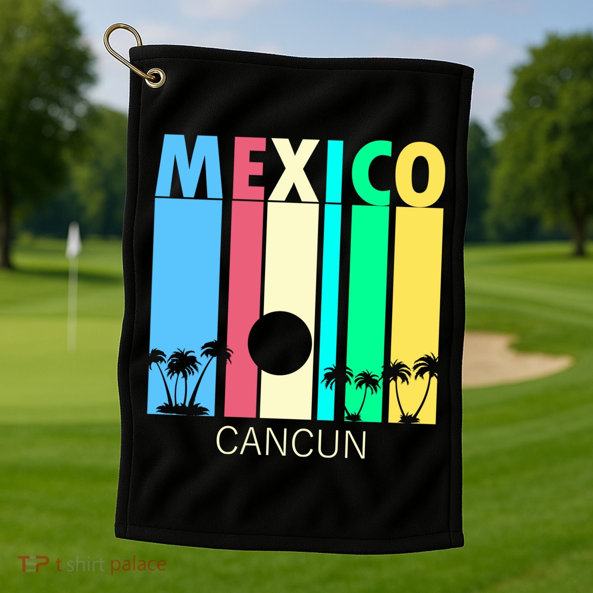 Retro Cancun Mexico Golf Towel