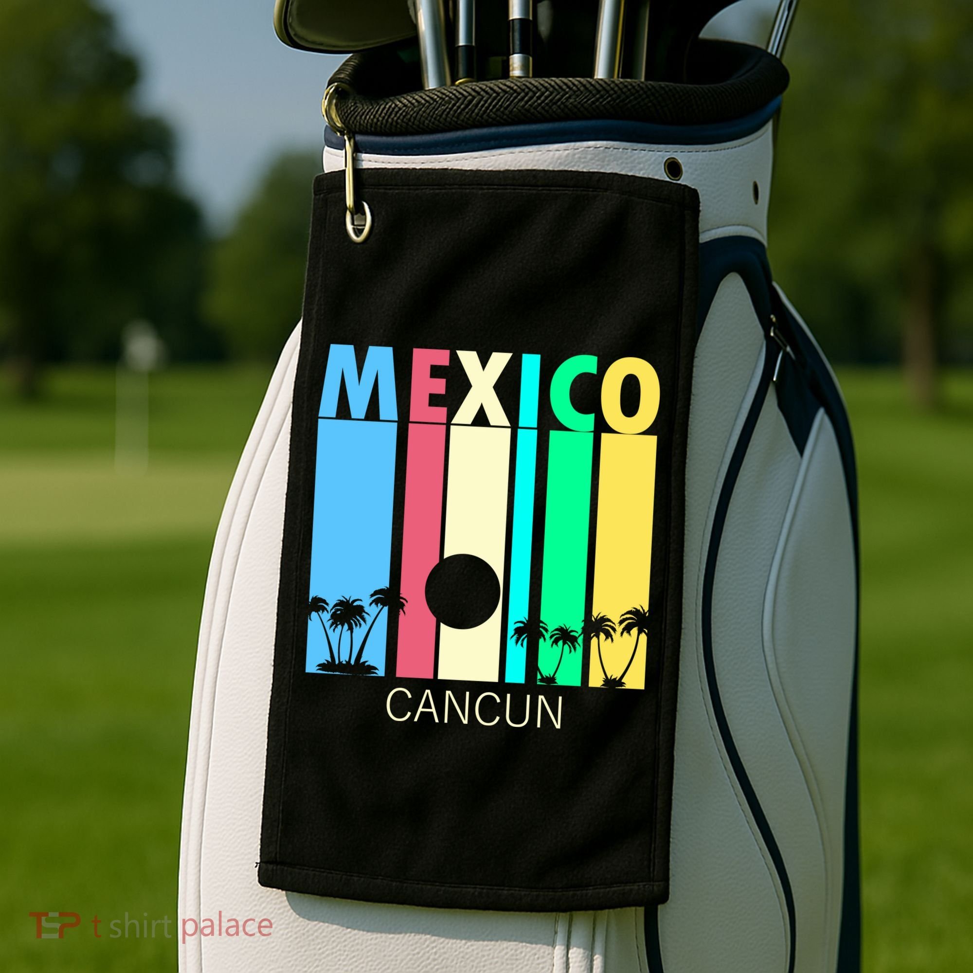 Retro Cancun Mexico Golf Towel