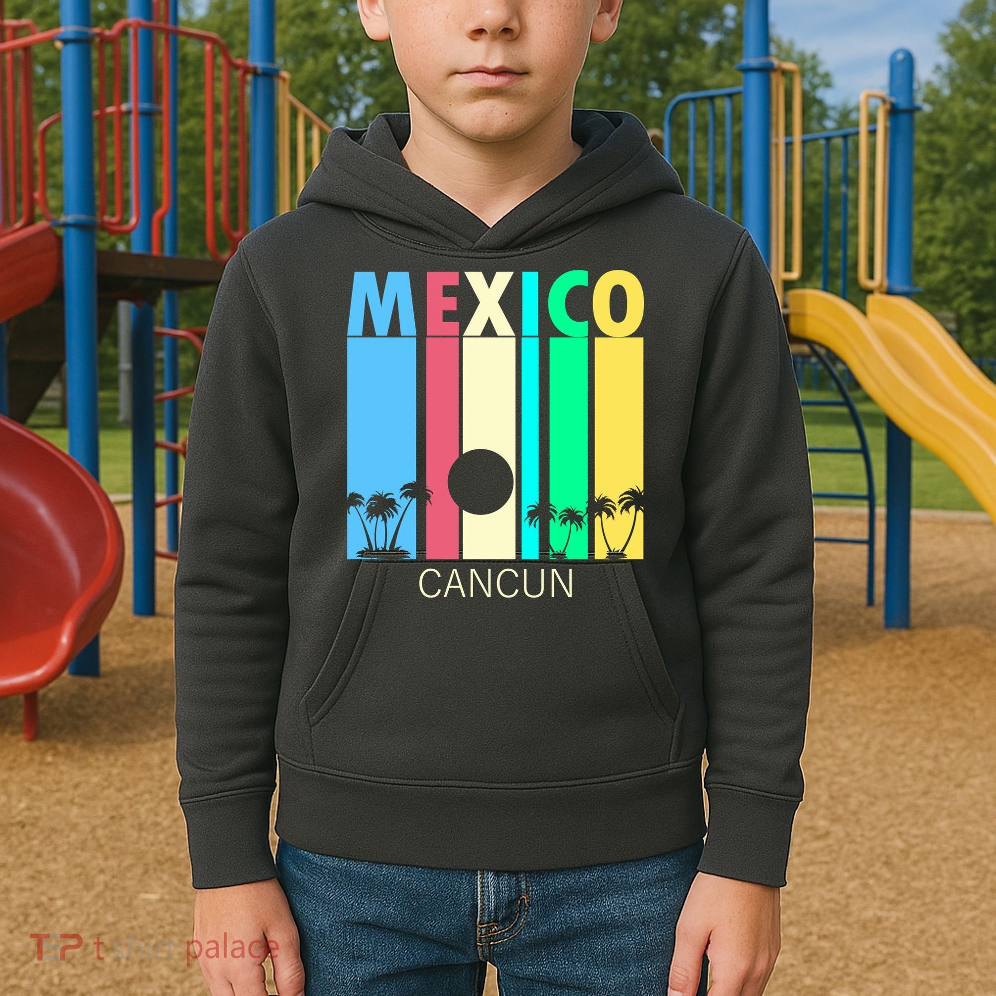 Retro Cancun Mexico Kids Hoodie