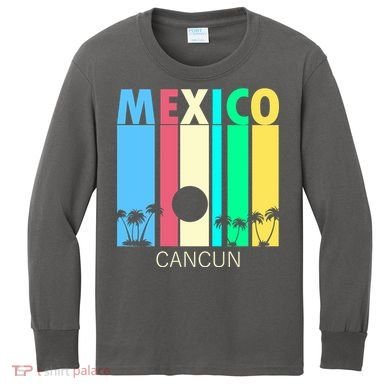Retro Cancun Mexico Kids Long Sleeve Shirt