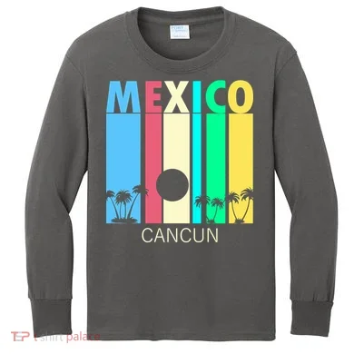 Retro Cancun Mexico Kids Long Sleeve Shirt