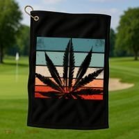 Retro Cannabis Golf Towel thumb 1
