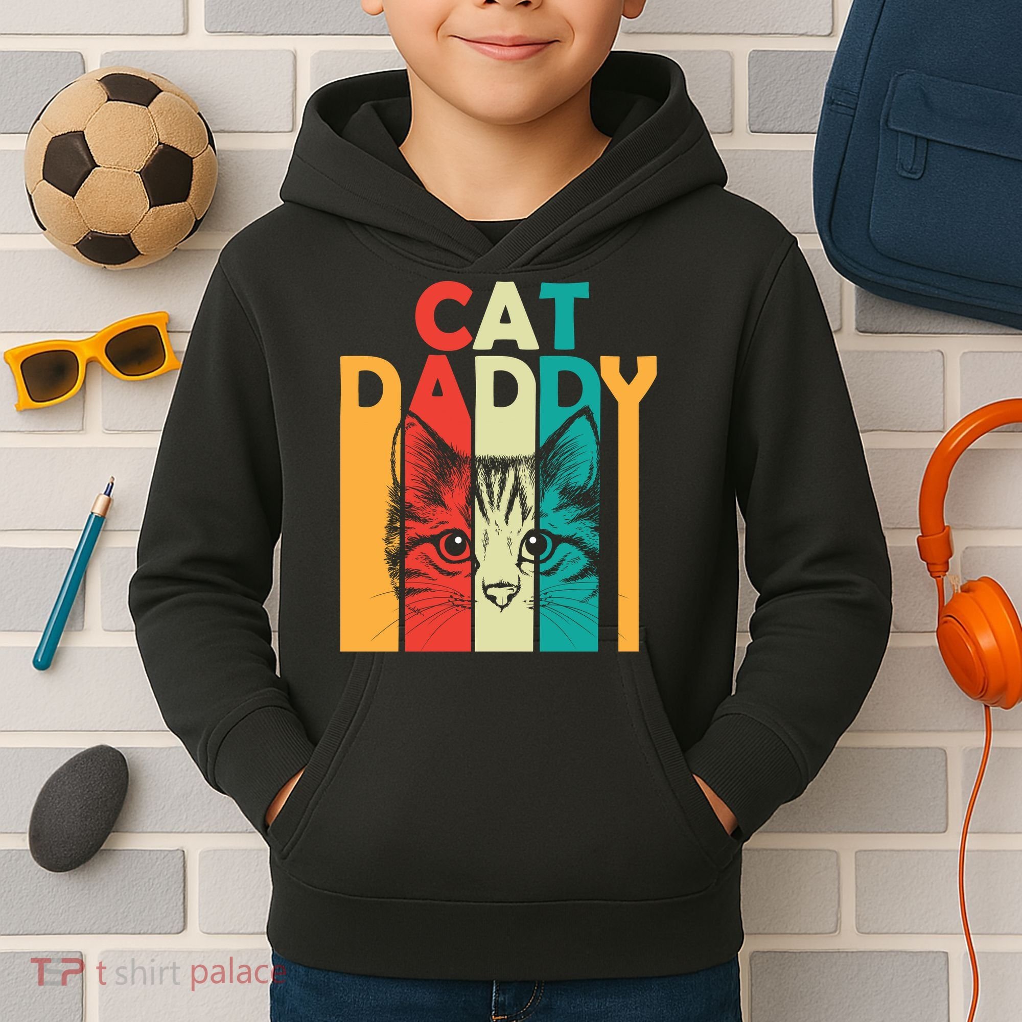 Retro Cat Daddy Kids Hoodie