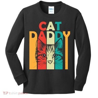 Retro Cat Daddy Kids Long Sleeve Shirt