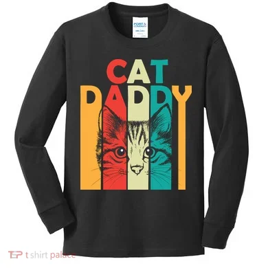 Retro Cat Daddy Kids Long Sleeve Shirt