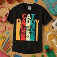 Retro Cat Daddy Kids T-Shirt thumb 3