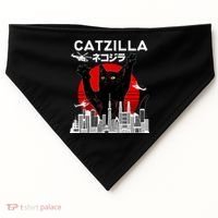 Retro Catzilla Attack USA-Made Doggie Bandana thumb 0