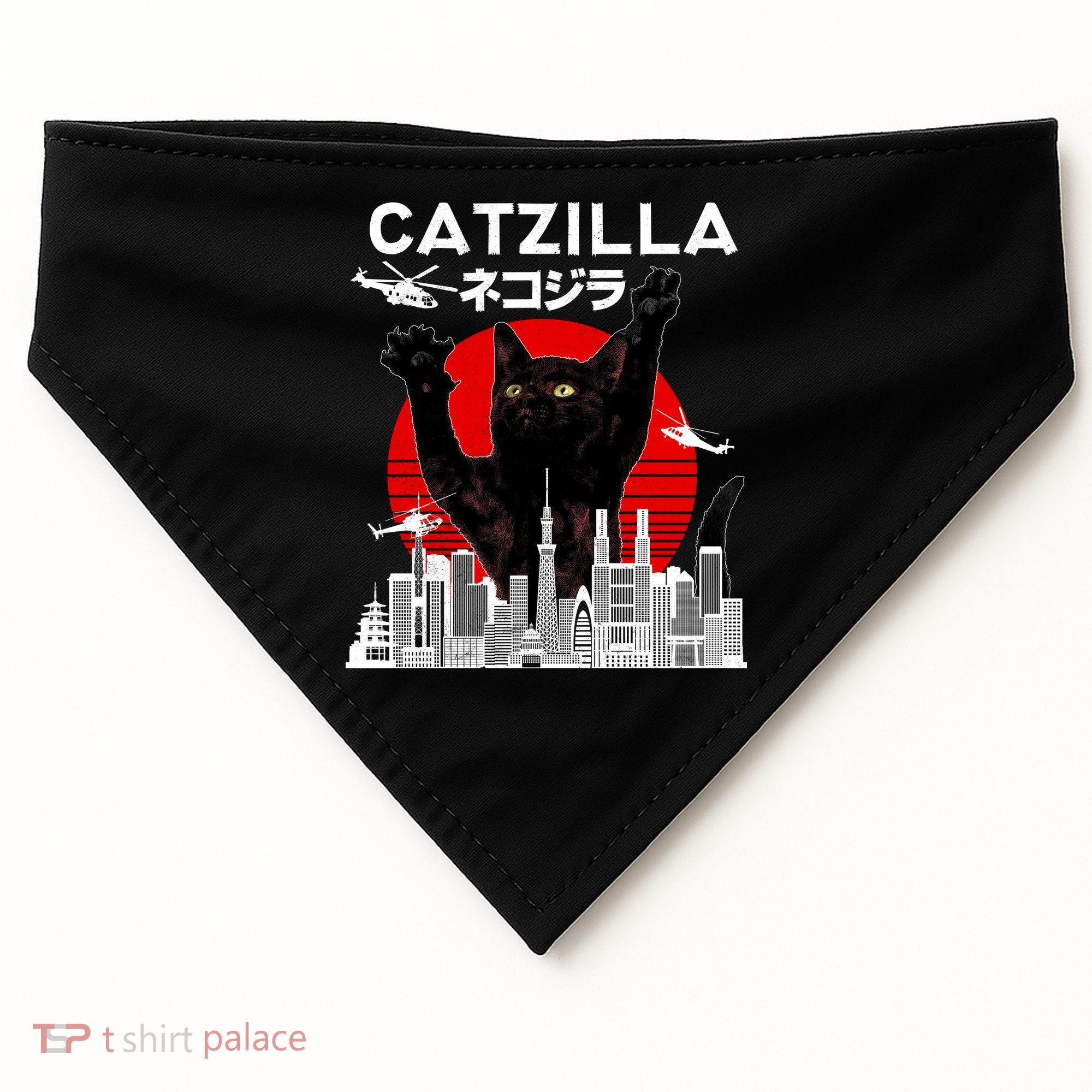 Retro Catzilla Attack USA-Made Doggie Bandana
