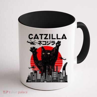 Retro Catzilla Attack Coffee Mug back