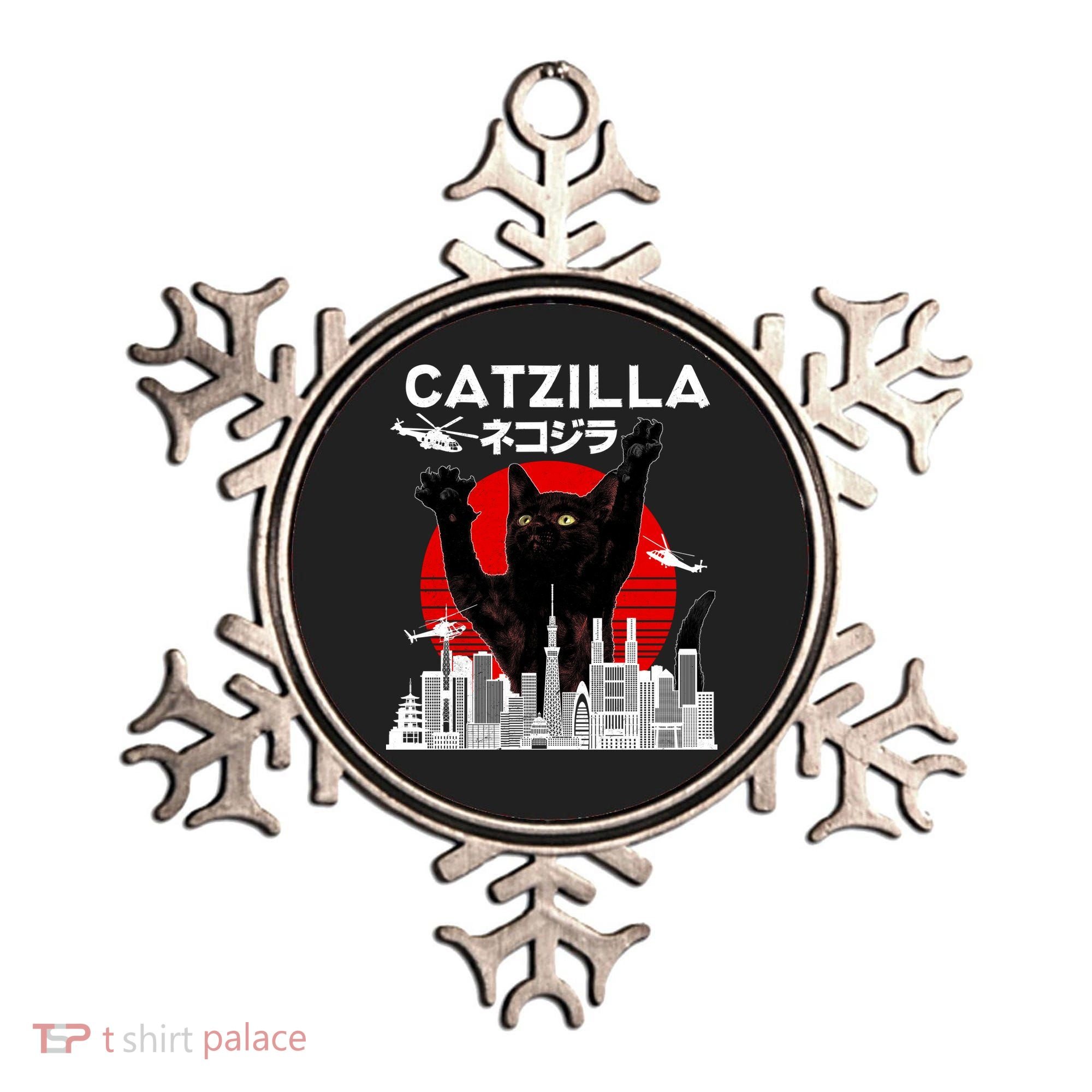 Retro Catzilla Attack Ornament