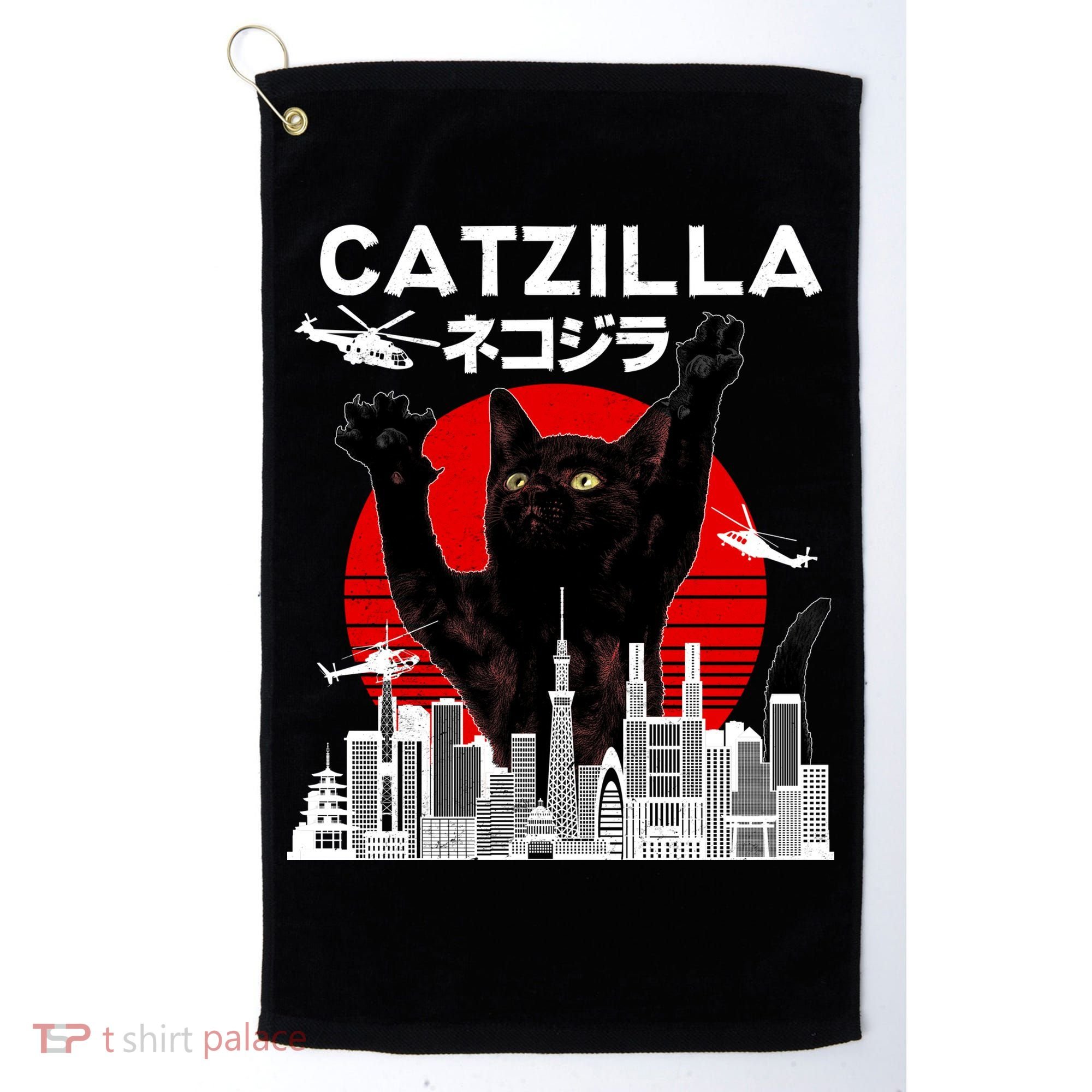 Retro Catzilla Attack Golf Towel