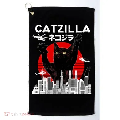 Retro Catzilla Attack Golf Towel